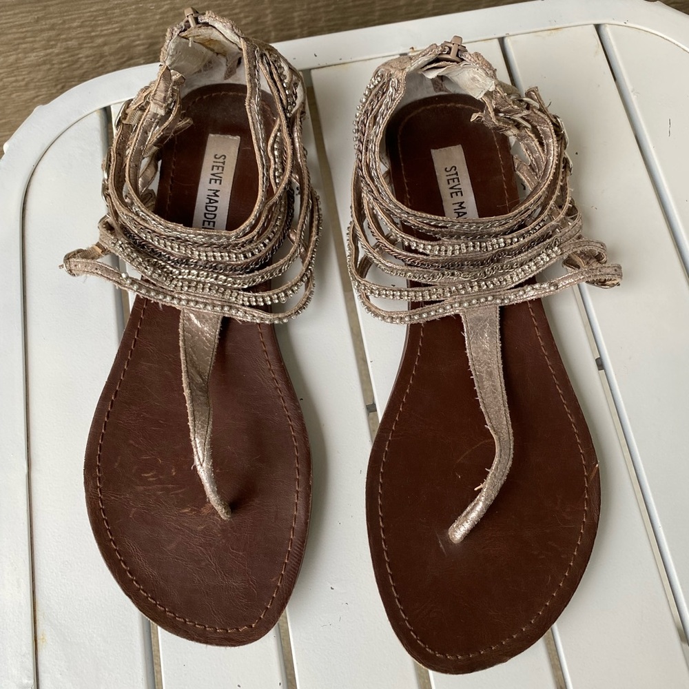 Silver bling Steve Madden flats sandals, 10